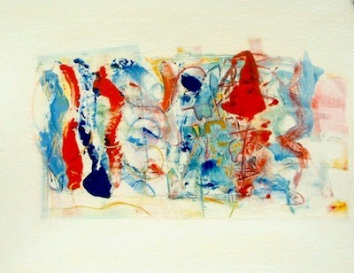 Monoprint red/blue